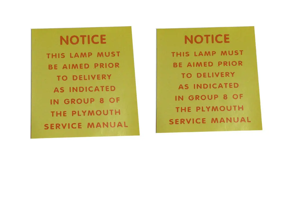 2209-Decal Mopar 1970-71 Plymouth Cuda Road Lamp Notice Decal 1
