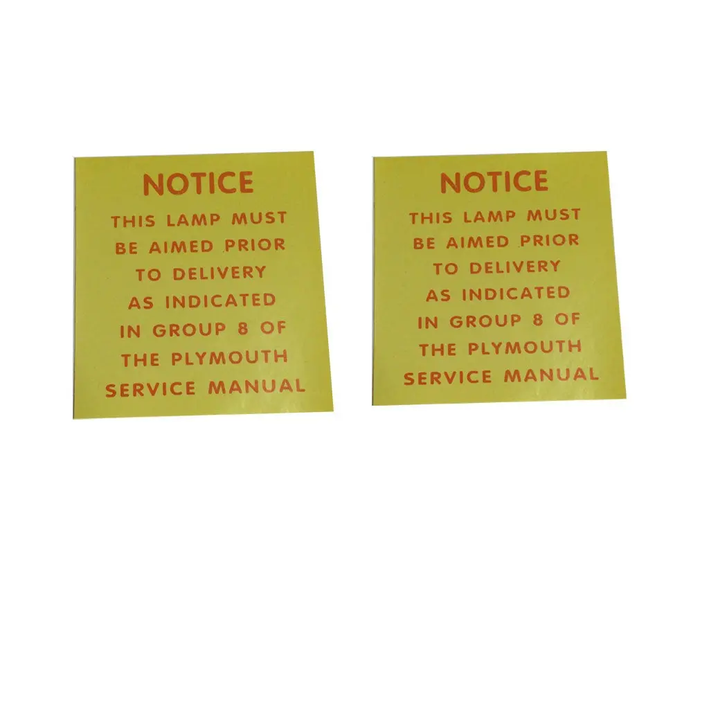 2209-Decal Mopar 1970-71 Plymouth Cuda Road Lamp Notice Decal 2