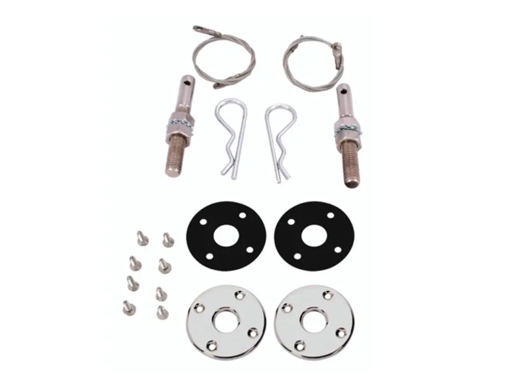 235-25Kit Mopar A,B,E-Body Hood Pin Studs With 25" Lanyard Set 1