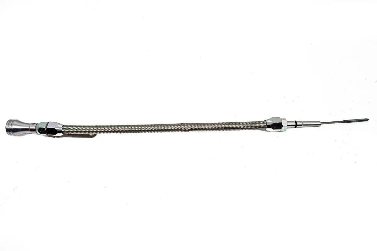 Cfr Performance Stainless Braided Chrysler Hemi 5.7L, 6.1L, 6.4L Center Sump Pan Flexible Dipstick - Natural 1
