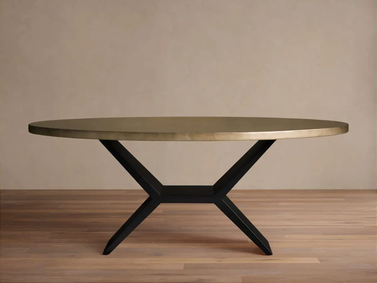Recycled Metal Dining Table With Vertex Base 1