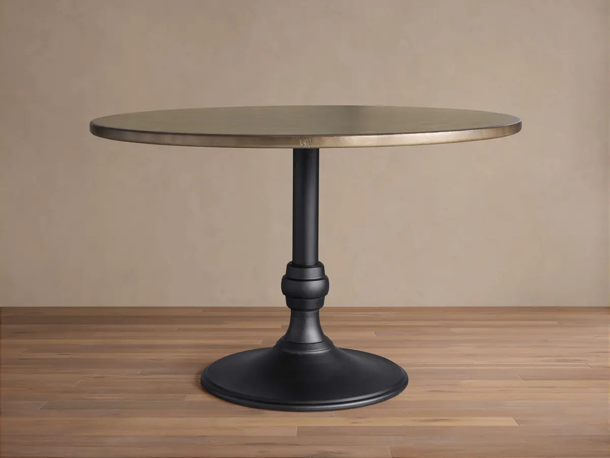 Recycled Metal Round Dining Table With Vertex Base 1