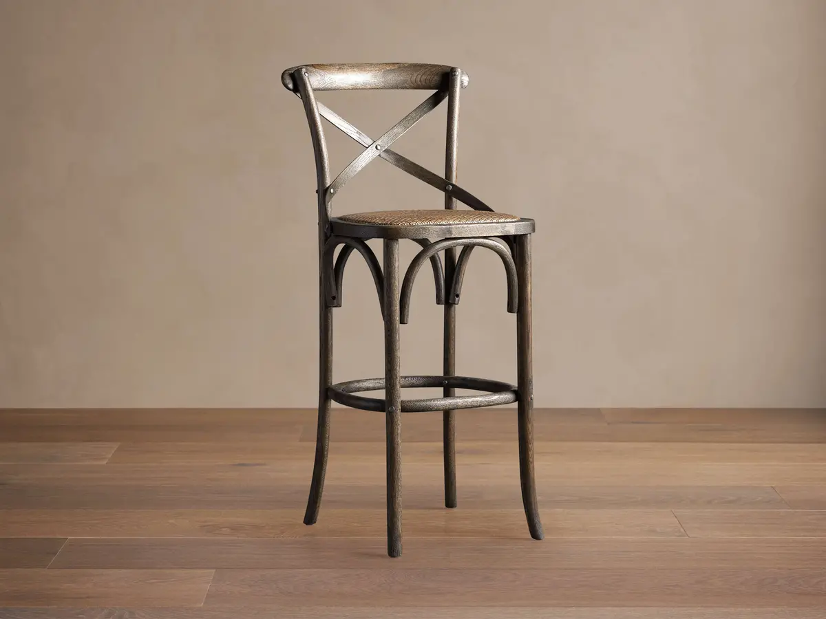 Cadence Barstool With Rattan Seat In Dark Brown 1