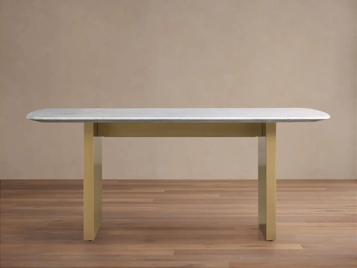 Saint Germain 72" Stone Dining Table With Clement Base In Antique Brass 1
