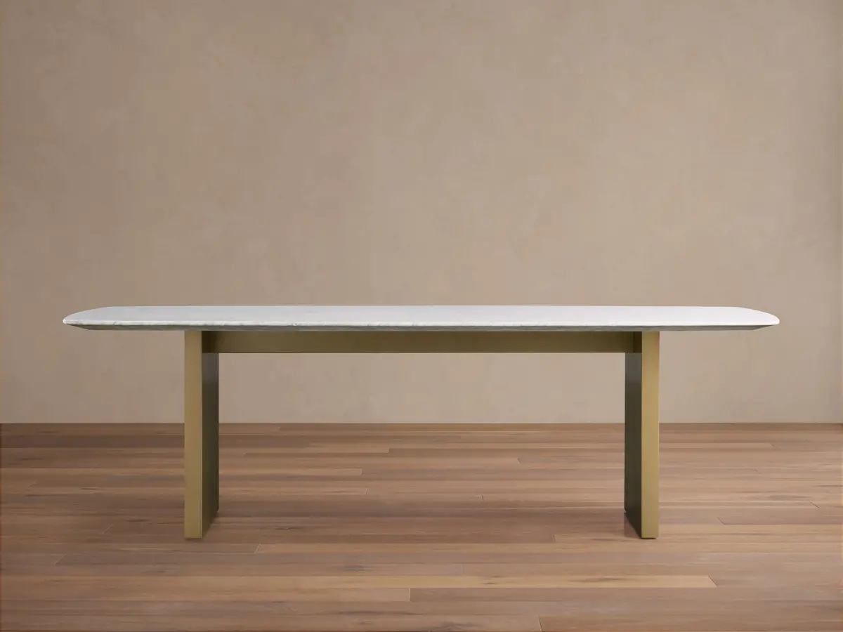 Saint Germain 96" Stone Dining Table With Metal Clement Base 1