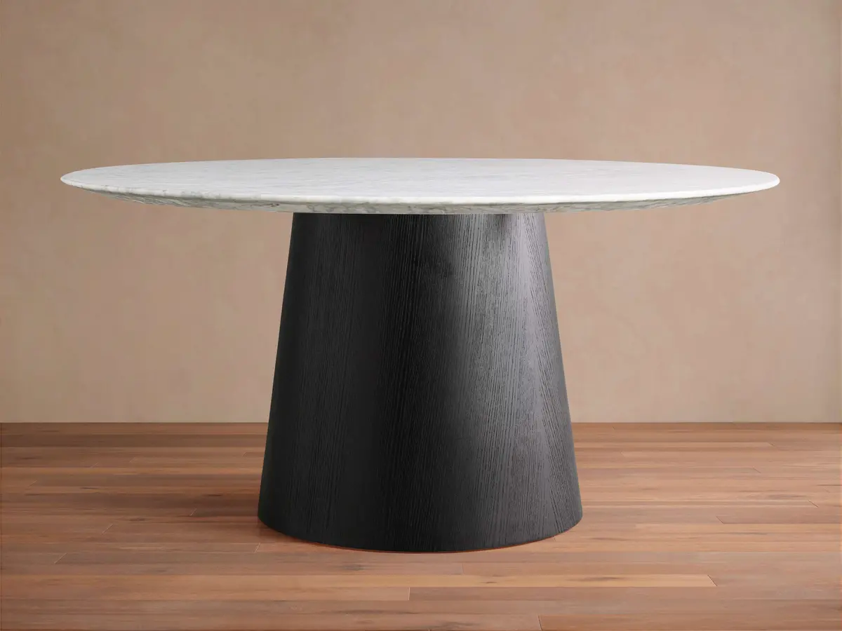 Saint Germain Round Stone Dining Table With Toulouse Base 1