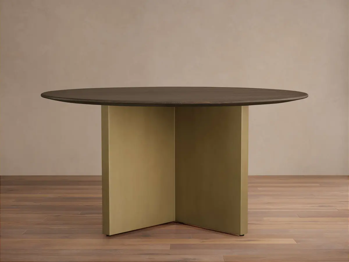 Saint Germain 60" Round Chestnut Top Dining Table With Metal Clement Base 1