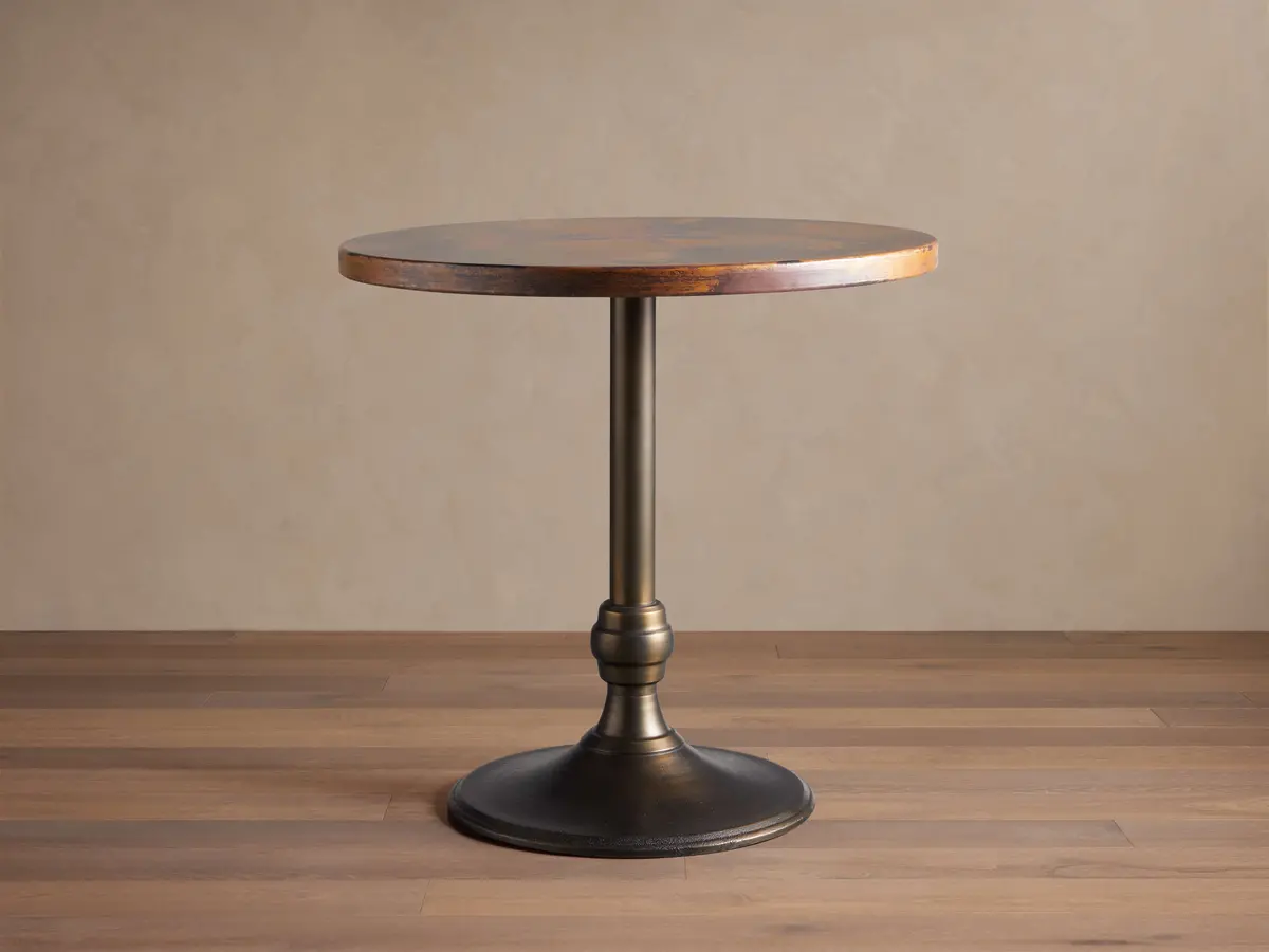 Recycled Metal Copper Counter Table With Wade Base In Brass 1
