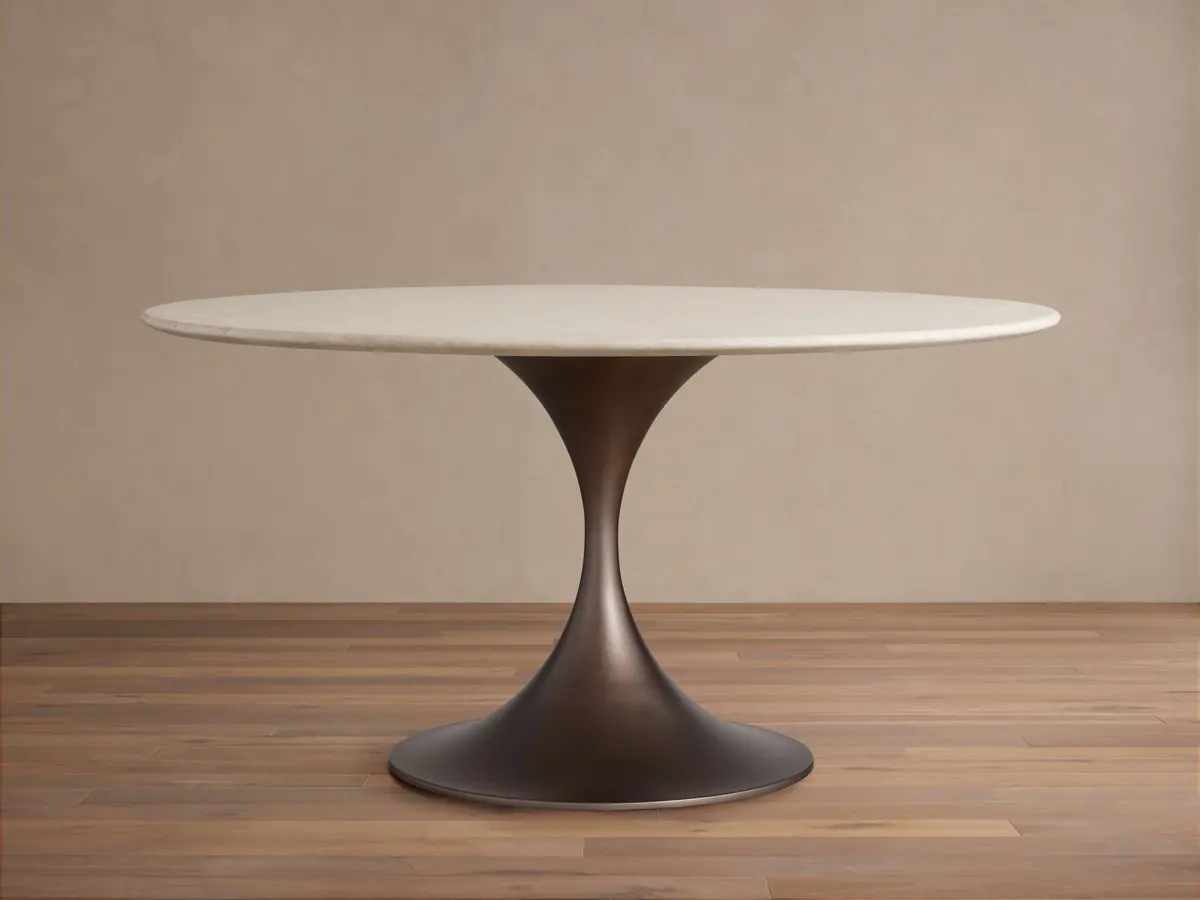 Saint Germain Round Stone Dining Table With Launette Base 1
