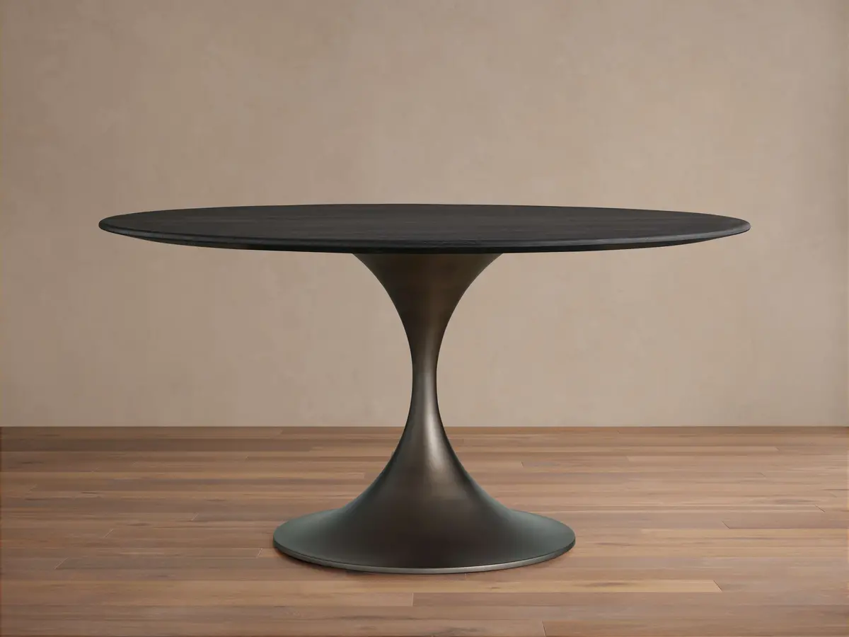 Saint Germain Round Wood Dining Table With Launette Base 1