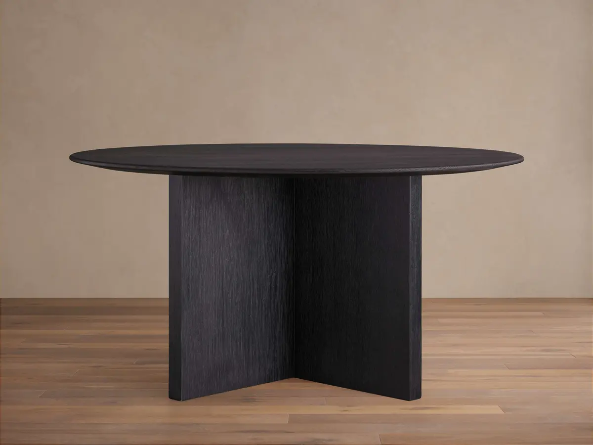Saint Germain Round Wood Top Dining Table With Wood Clement Base 1