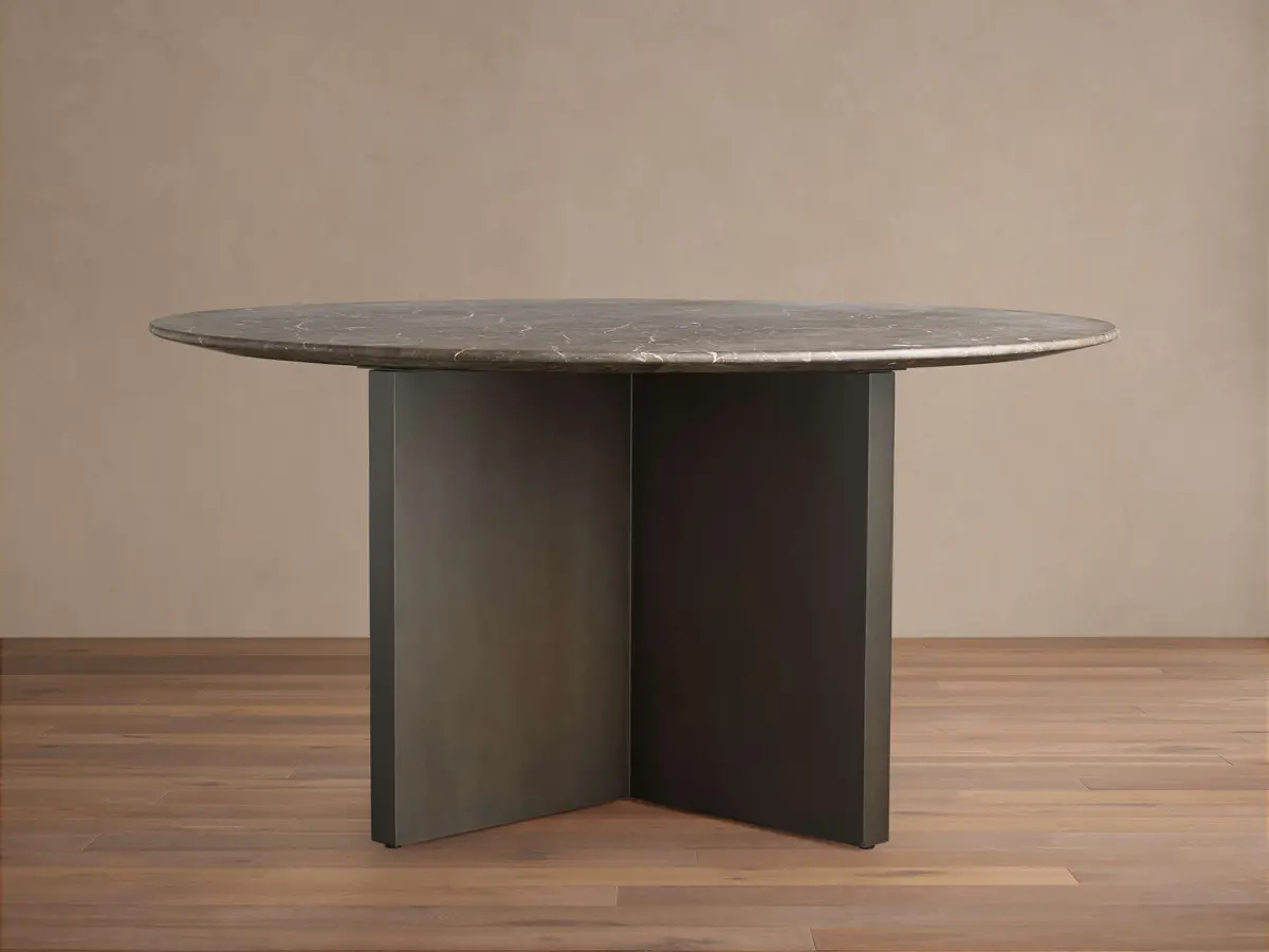 Saint Germain Round Stone Dining Table With Clement Base 1