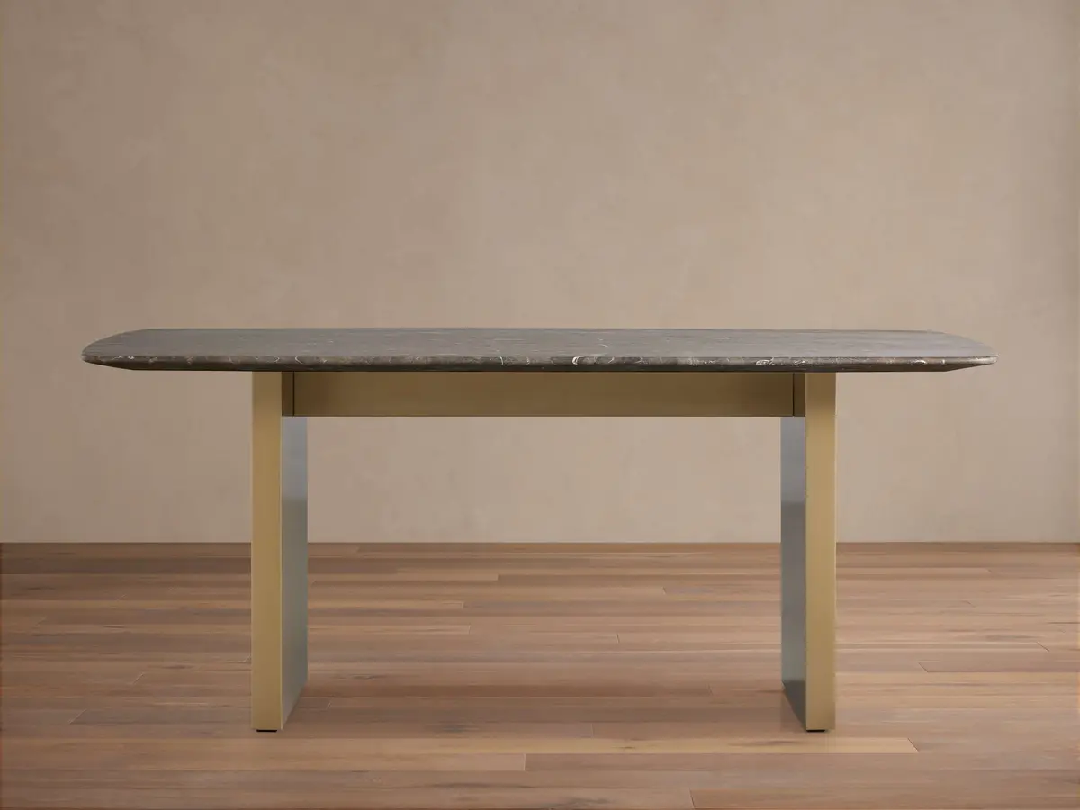 Saint Germain 84" Stone Dining Table With Clement Base In Antique Brass 1