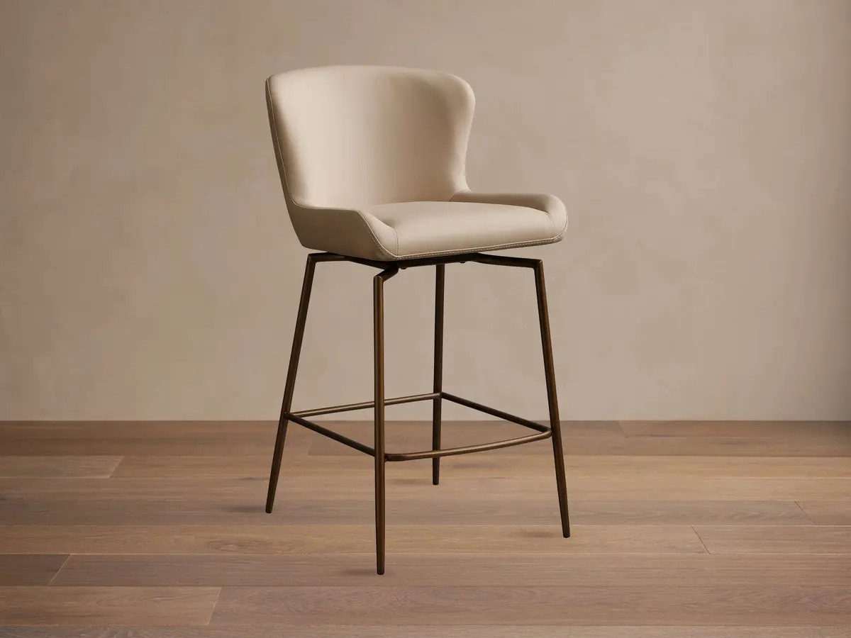 Kirsten Faux Leather Swivel Stool 1