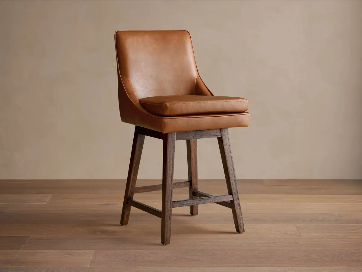 Lunden Faux Leather Swivel Stool 1