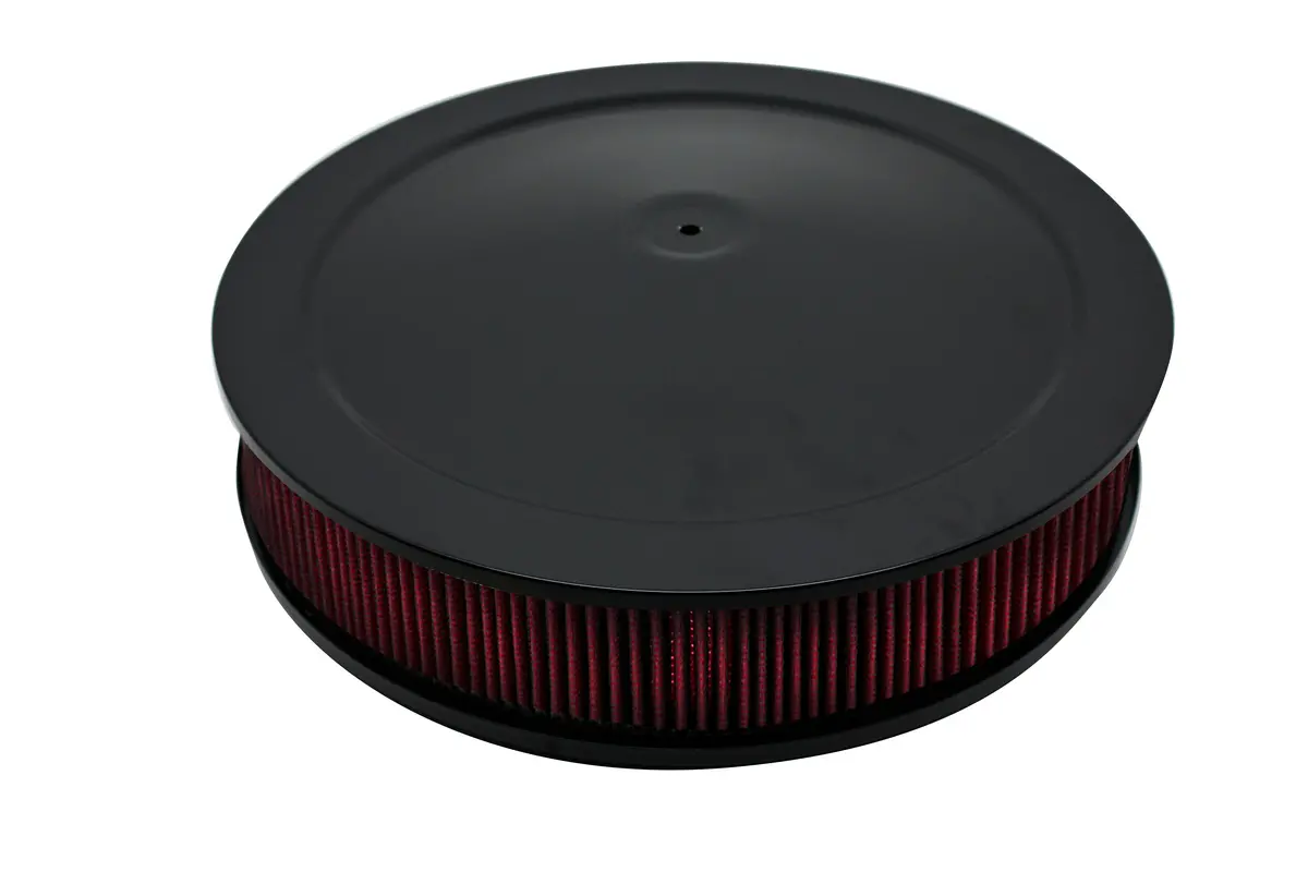 Steel 16" X 3" Dominator Air Cleaner Kit With Washable Red Cotton Filter - Black Fits Chevy / Ford / Mopar Applications 1