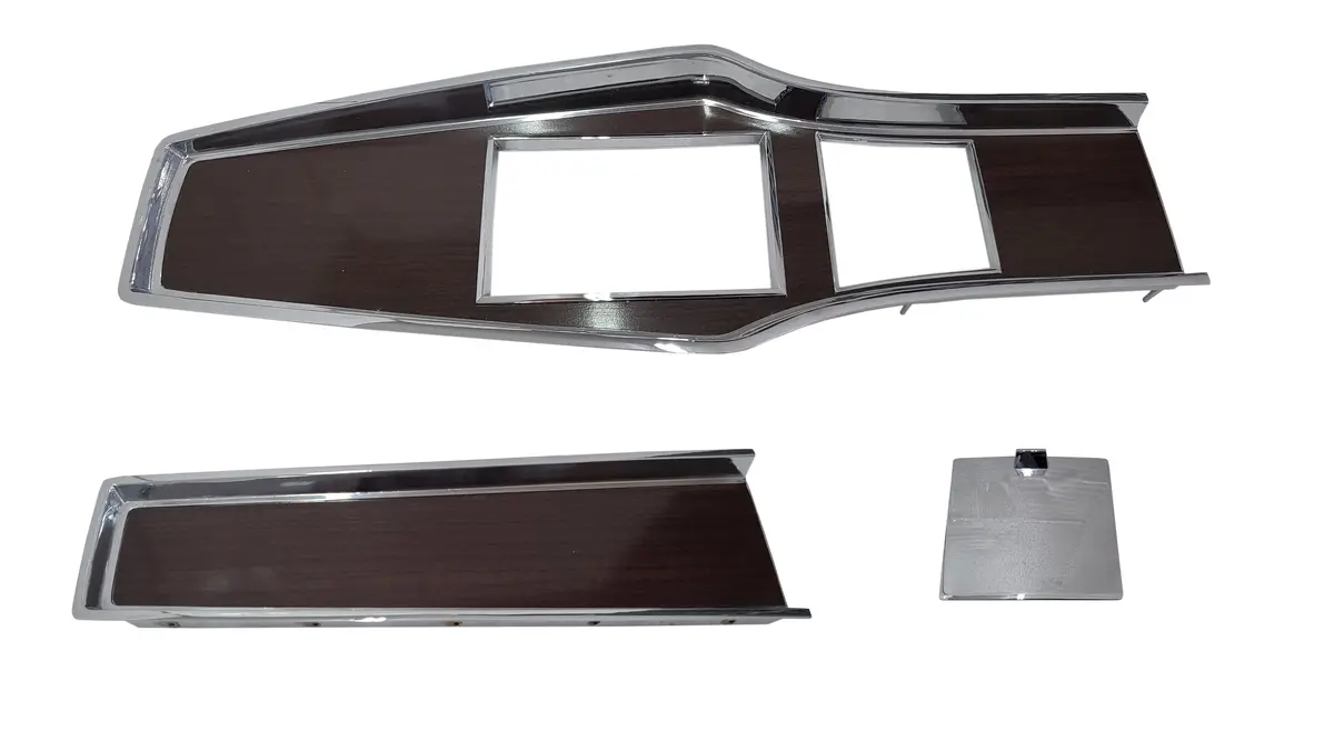 331-70Set Mopar 1969-71 A-Body Diecast Woodgrain 4 Speed Console Plate Kit 1