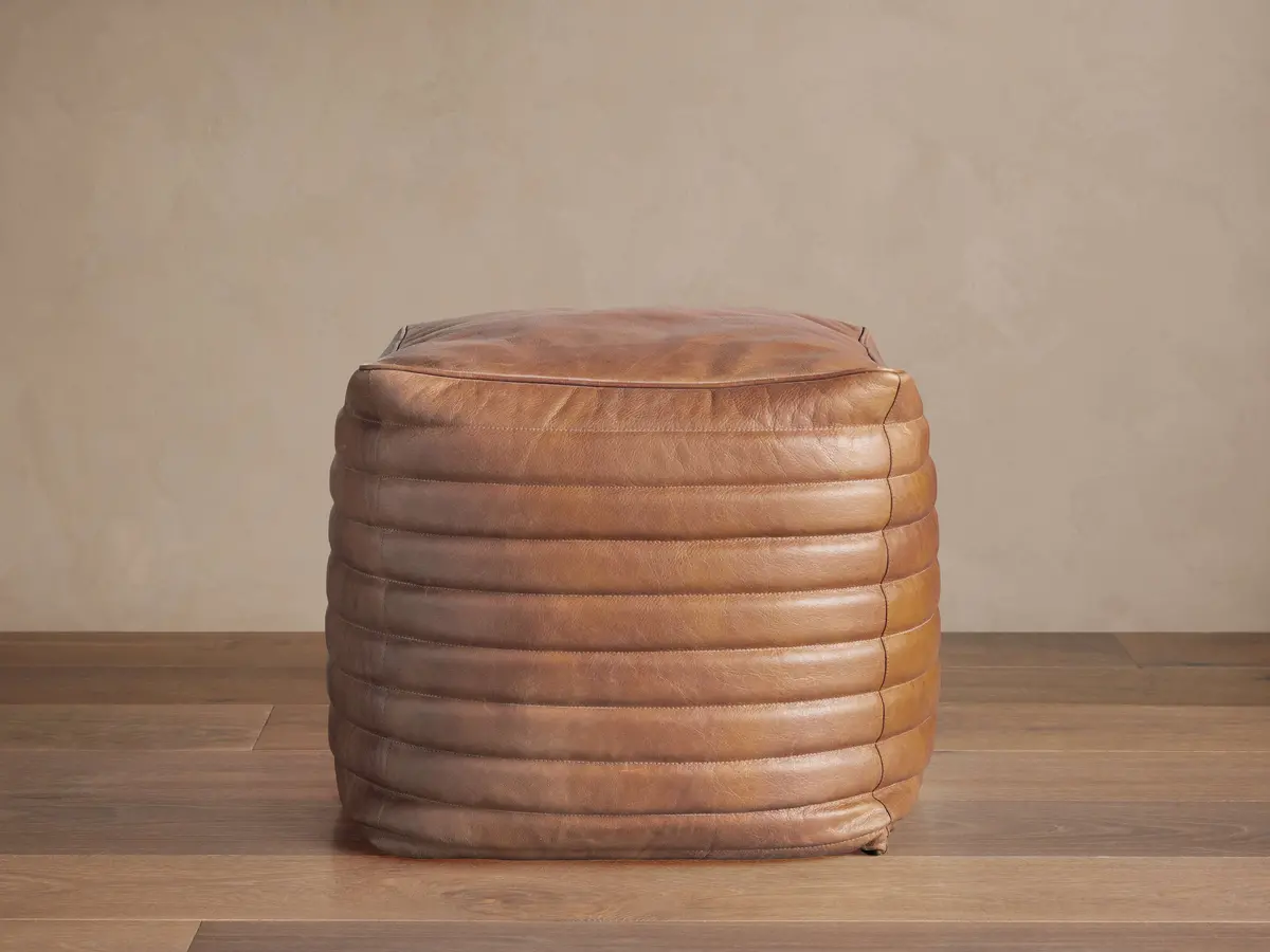 Channel Leather Pouf 1