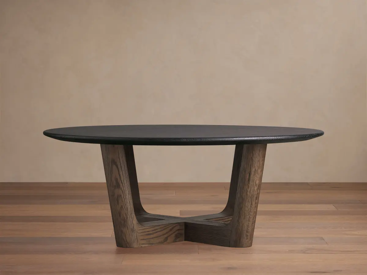 Saint Germain Round Wood Coffee Table With Rennes Base 1