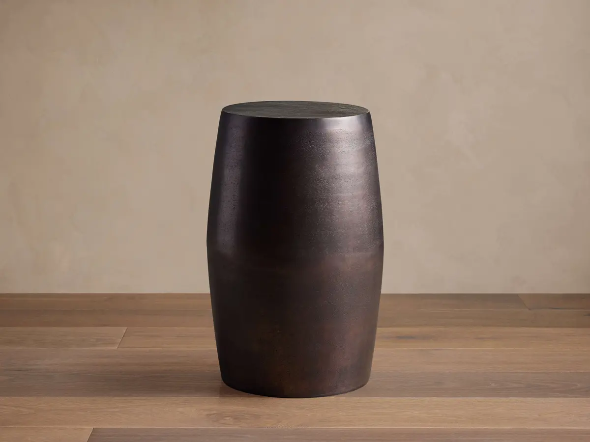 Hammered Drum End Table In Copper 1