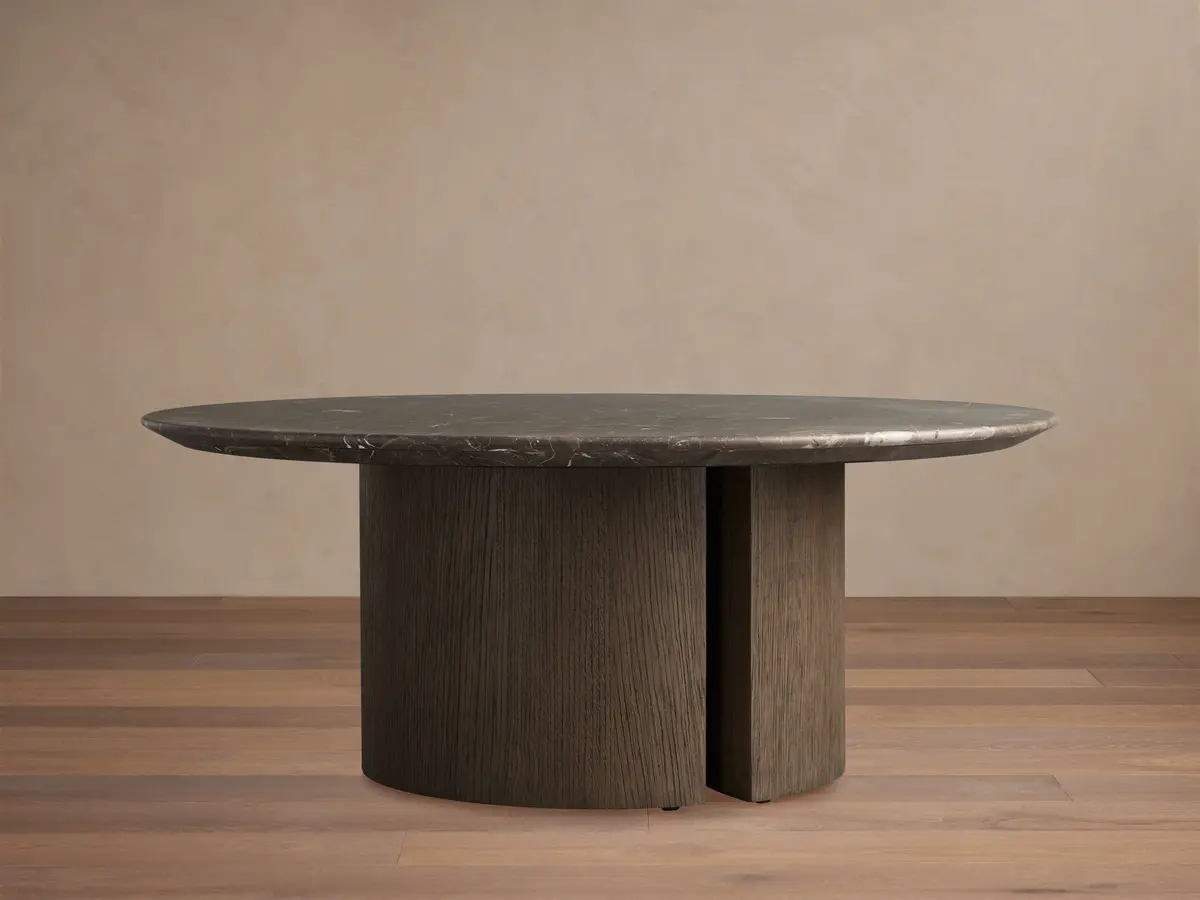 Saint Germain Round Stone Coffee Table With Dauphine Base 1
