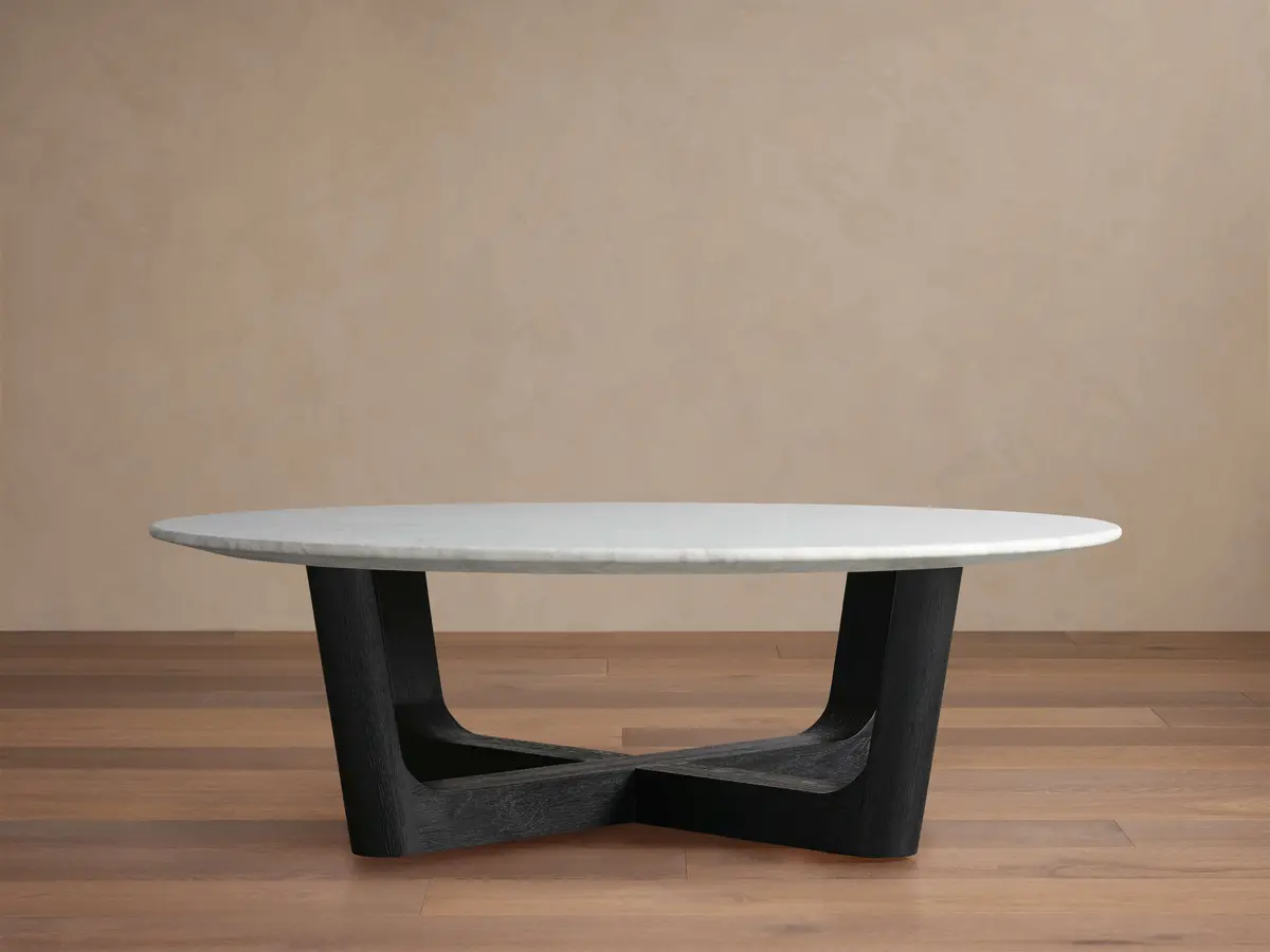 Saint Germain Round Stone Coffee Table With Rennes Base 1