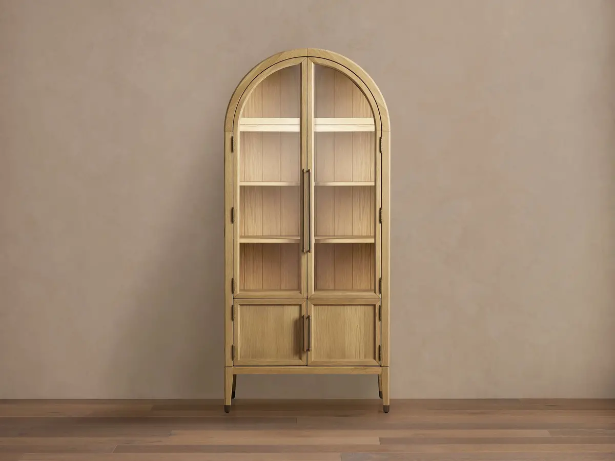 Hattie Glass Cabinet In Honey 1
