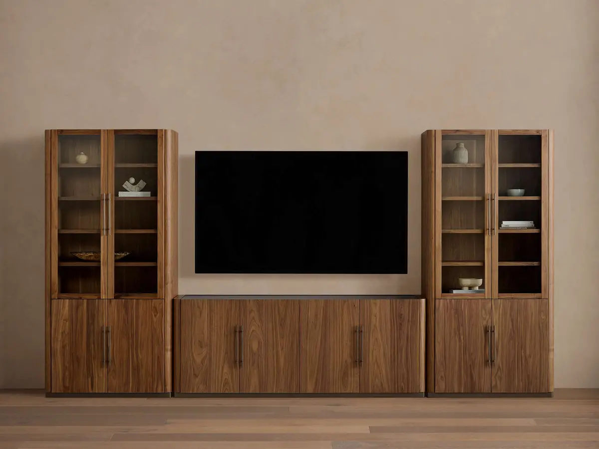 Piermont Modular Glass Media Cabinet Set 1