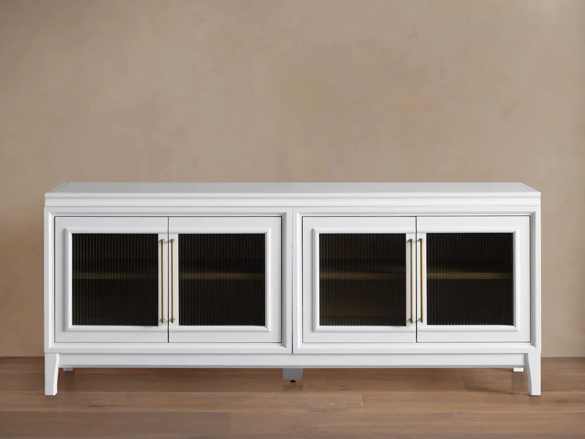 Rowan Media Console With Reeded Glass Doors 1