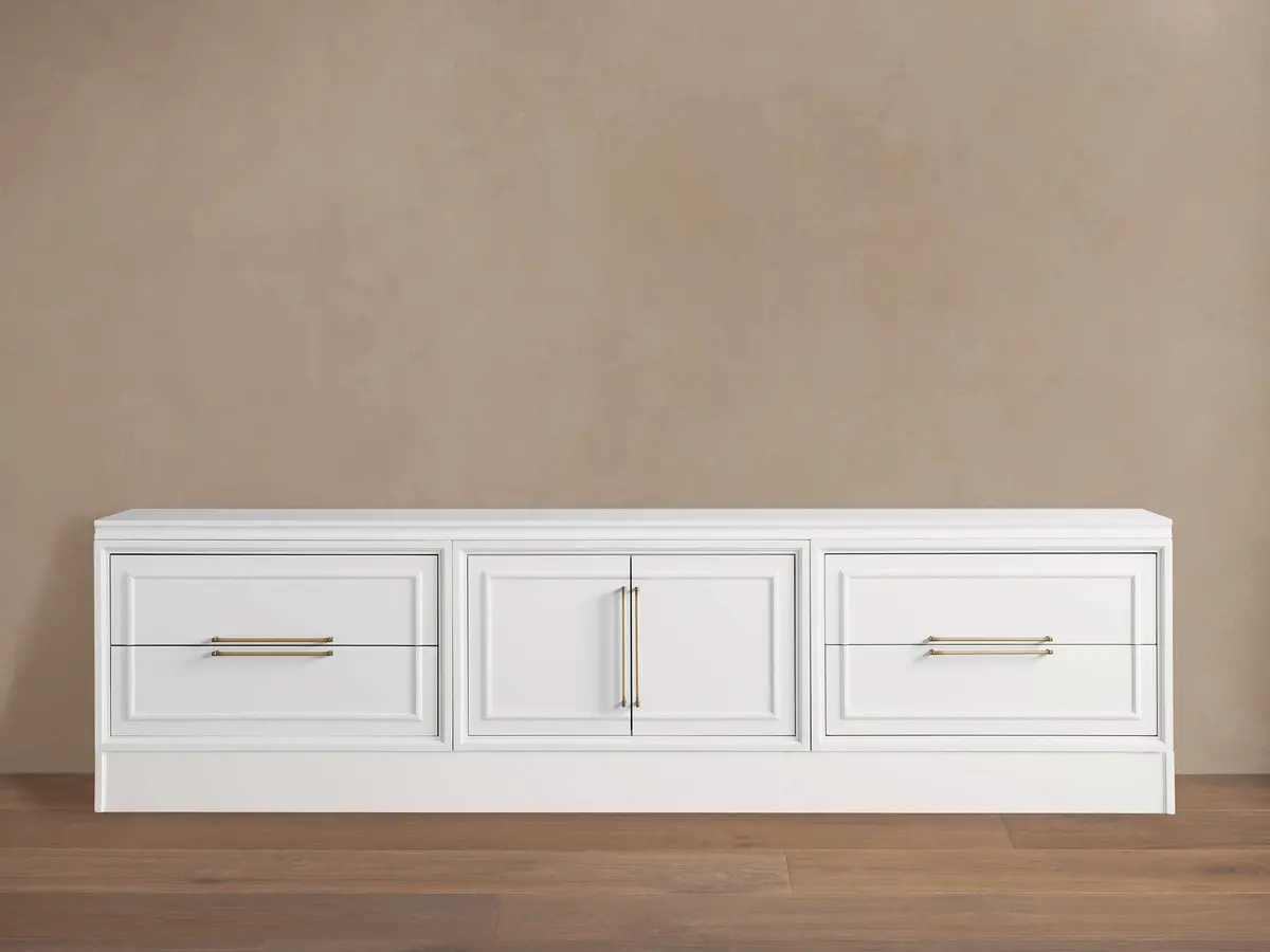 Rowan Modular Wood Door Plinth Media Console 1