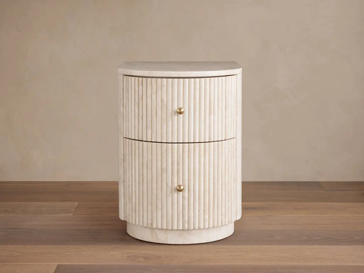 Clementine Reeded Stone Nightstand 1