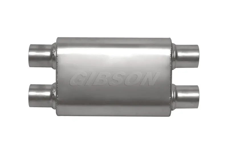 Gibson Cft Superflow Dual-Inlet/Dual-Outlet Oval Muffler – 4"X9"X13", 3" Inlet / 2.5" Outlet, Stainless Steel 1