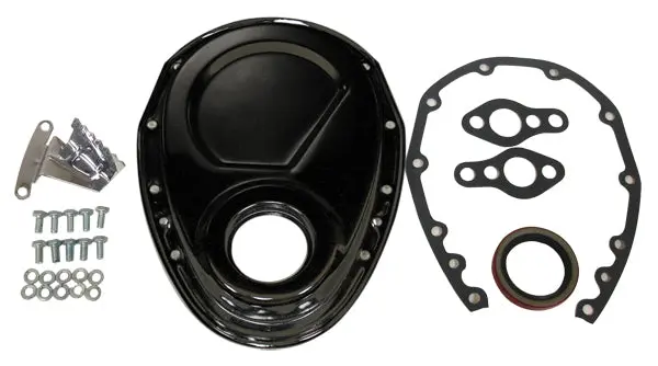 Steel 1955–95 Chevy Sb 283–305–327–350–400 Timing Chain Cover Kit – Black 1