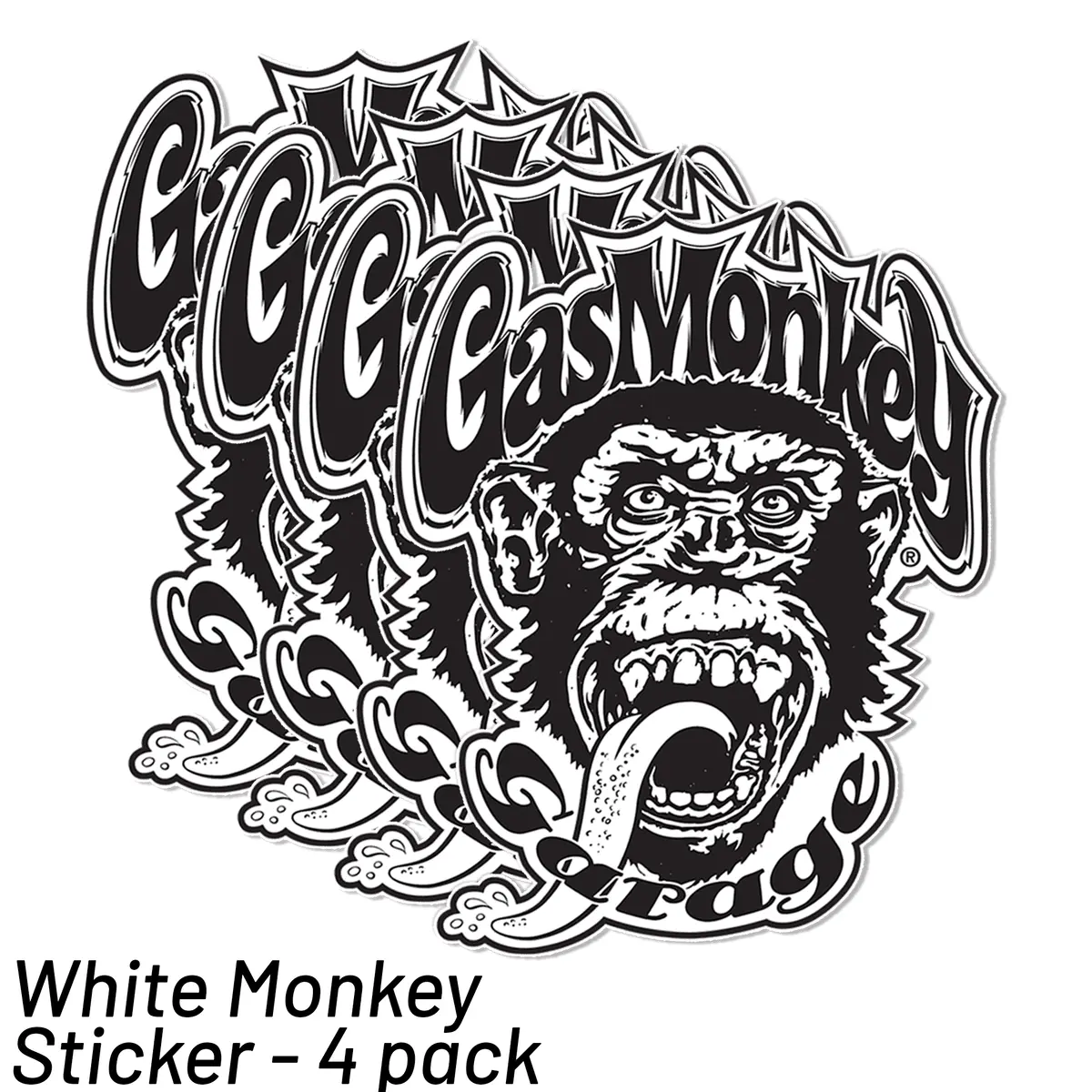 Gmg White Monkey Sticker 4Pk. 1