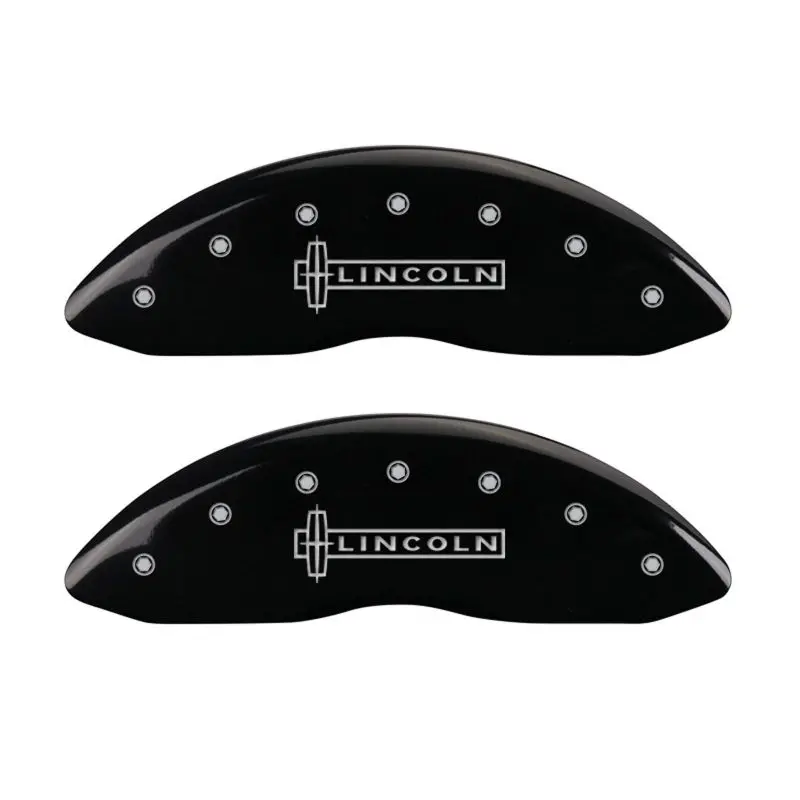 Mgp Engraved 4-Piston Caliper Covers – Front & Rear, Black Finish With Silver Accent For Lincoln 1