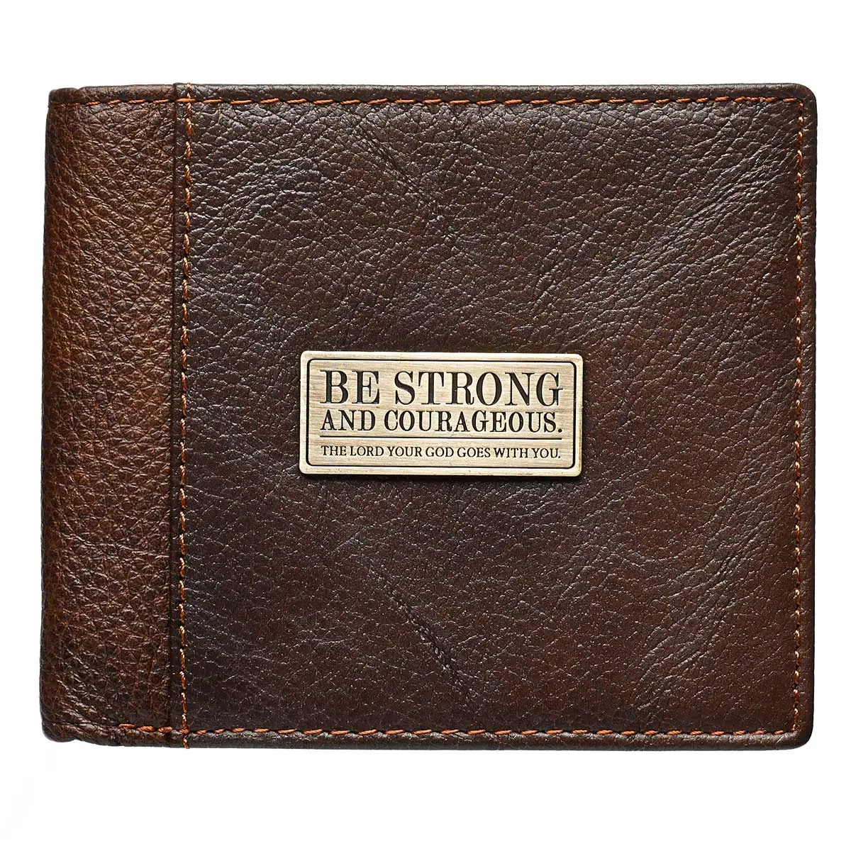 Be Strong And Courageous Brown (Genuine Leather Wallet) 1