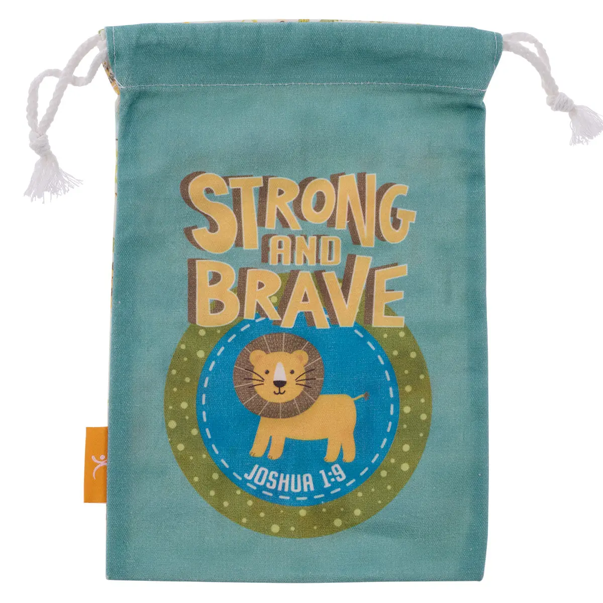 Strong And Brave Small Cotton Drawstring Bag - Joshua 1:9 1