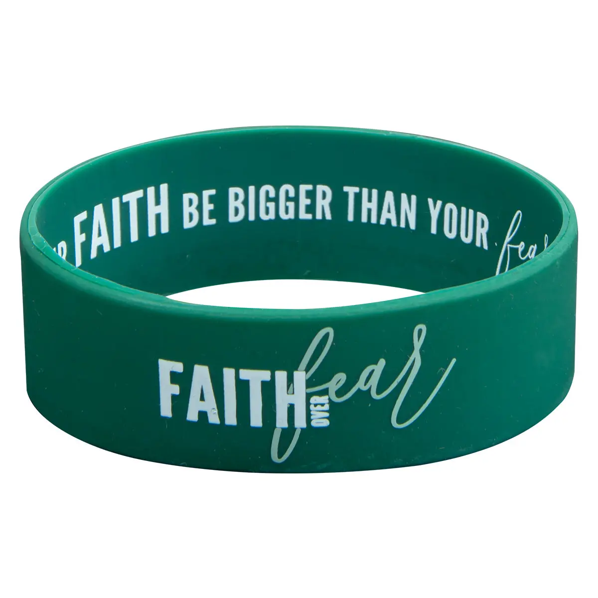 Faith Over Fear Green Silicone Wristband 1