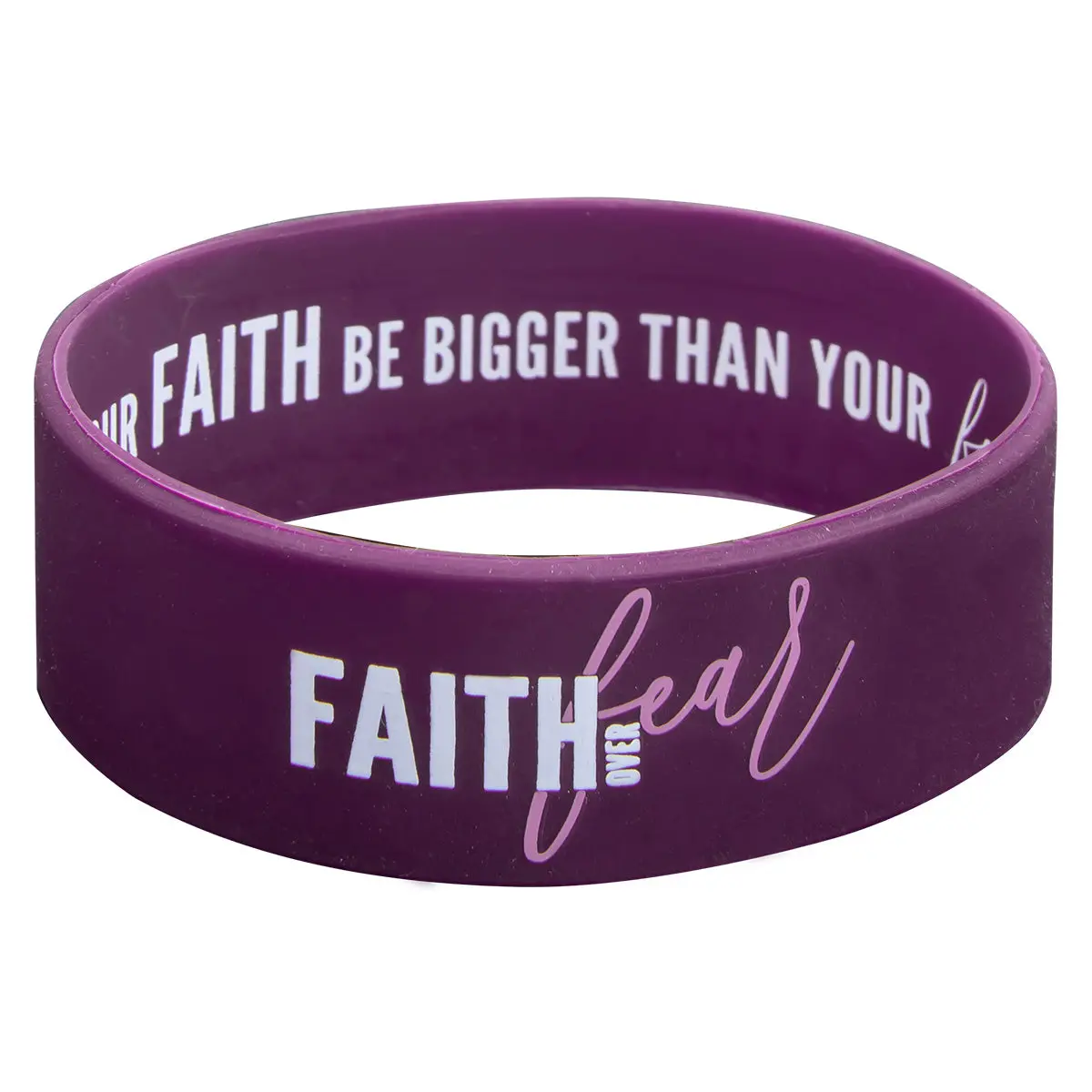 Faith Over Fear Purple Silicone Wristband 1