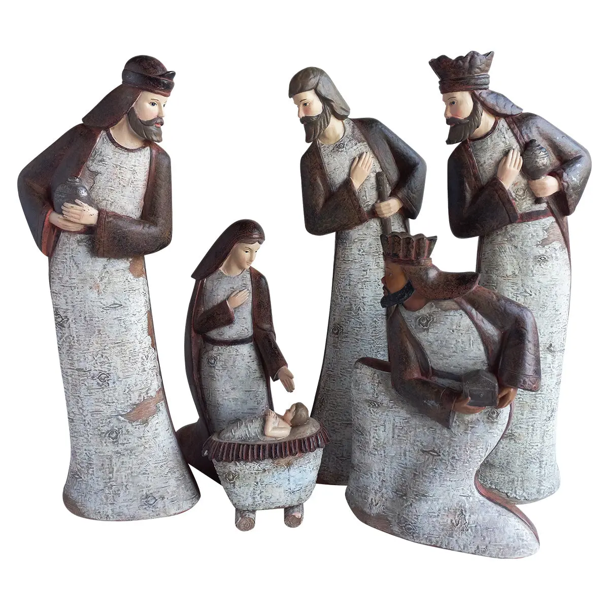 Christmas Nativity Rusty & Cream Set Of 6 1