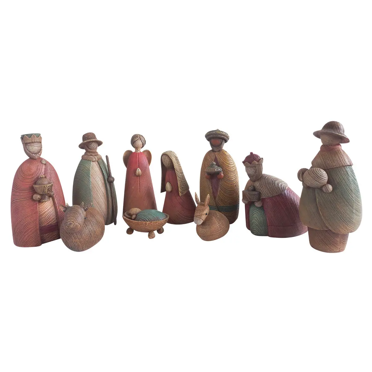 Christmas Nativity Wood Finish Set Of 11 1