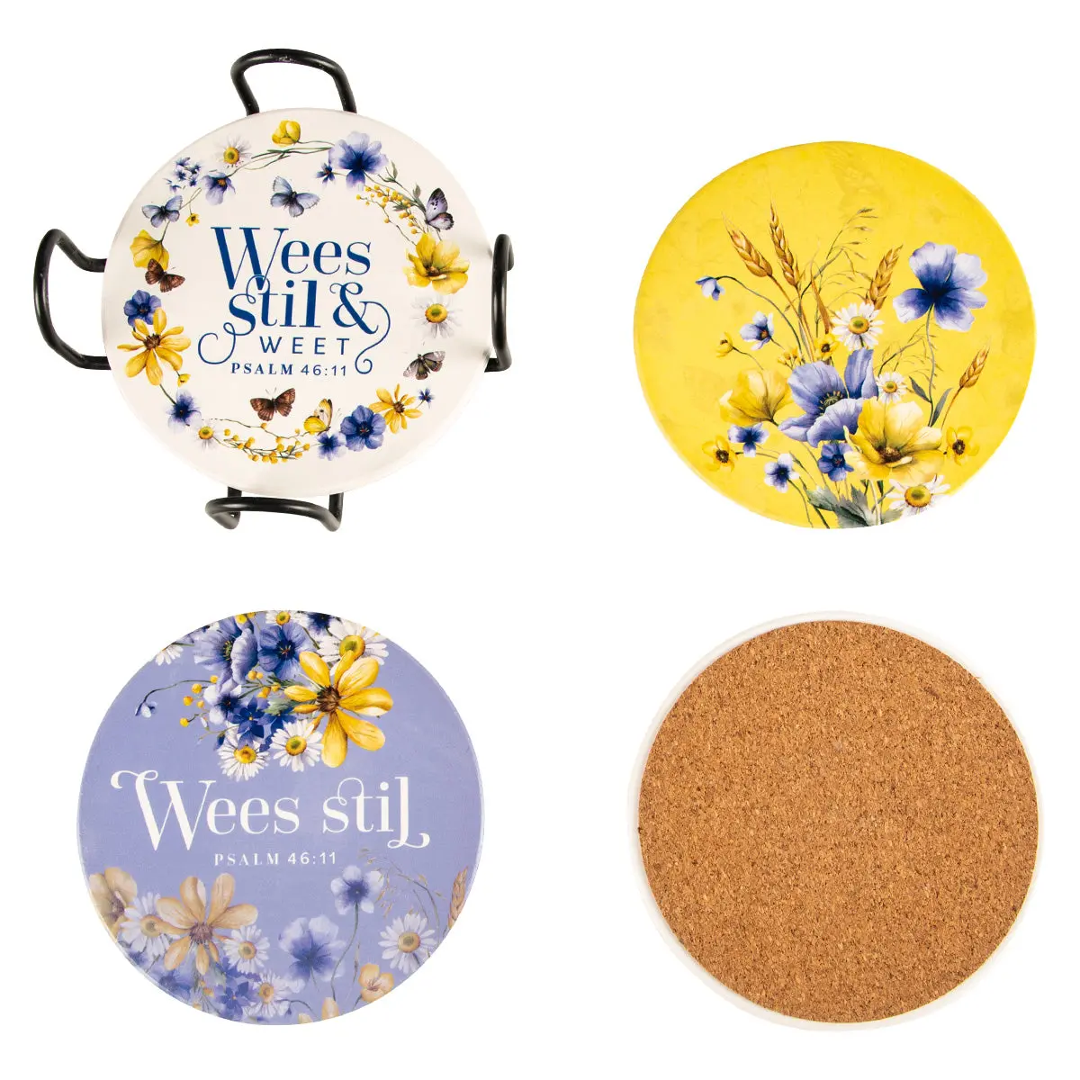 Wees Stil Afrikaans 4-Piece Ceramic Coaster Set 2