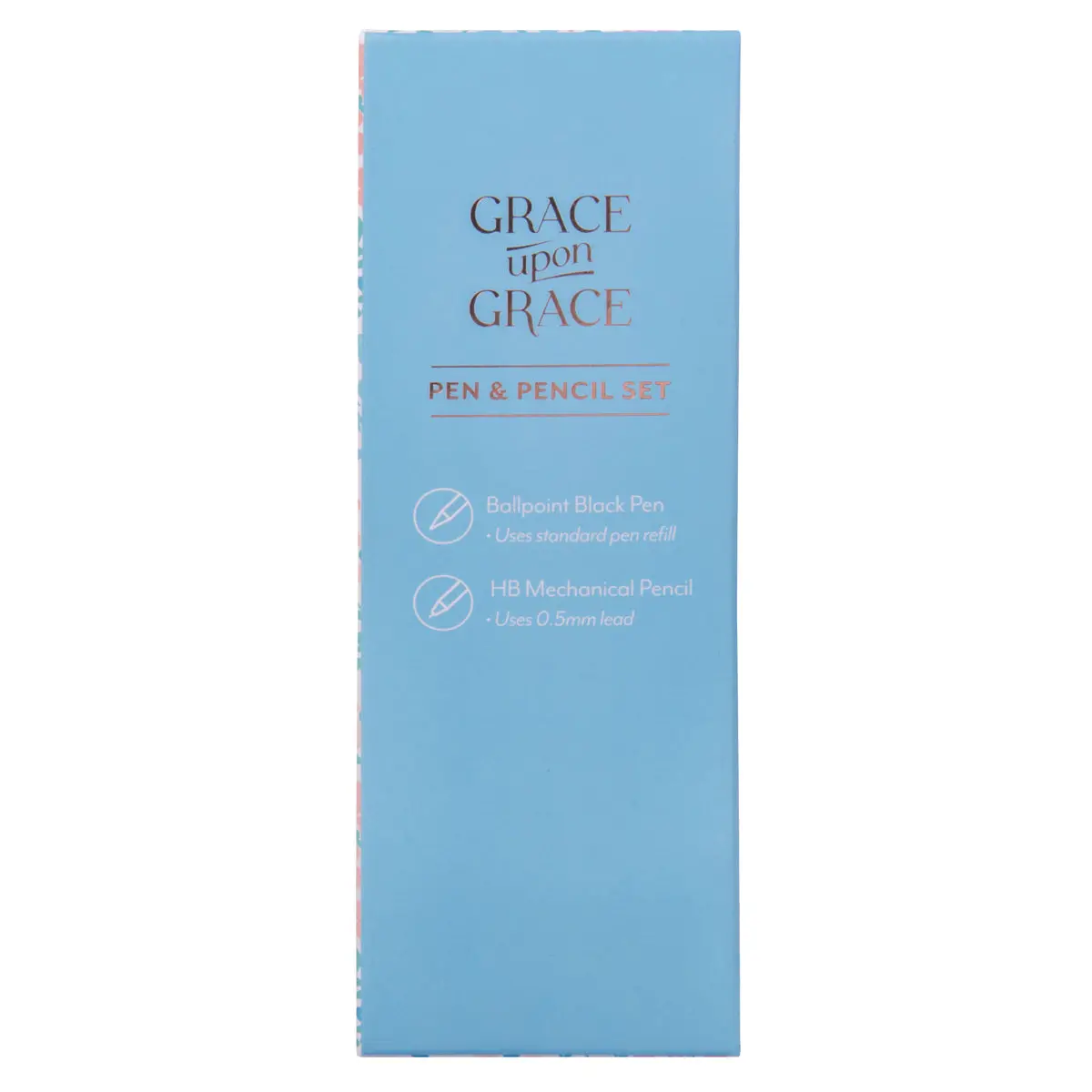 Saved By Grace & Grace Upon Grace Turquoise Pen And Rose Gold Pencil Set 2