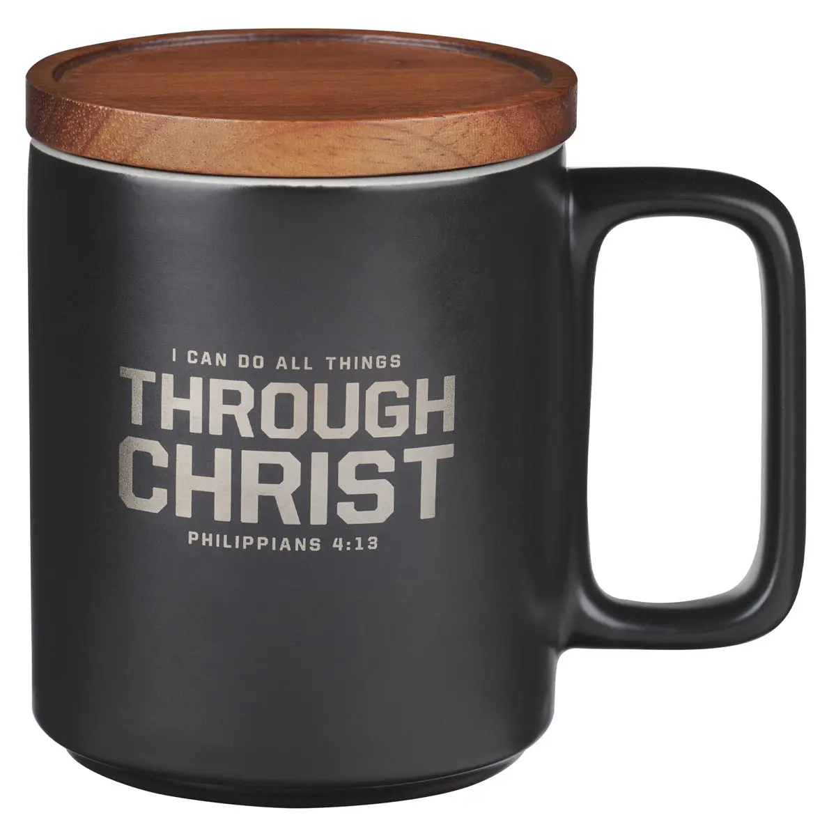 I Can Do All Things Through Christ Ceramic Mug With Acacia Lid 1