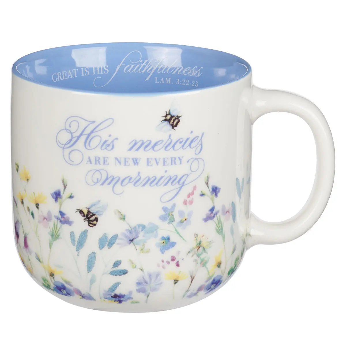 His Mercies Are New Every Morning Ceramic Mug With Blue Interior 1