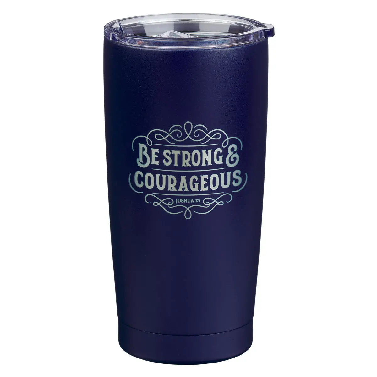 Be Strong And Courageous Navy Stainless Steel Travel Mug 1
