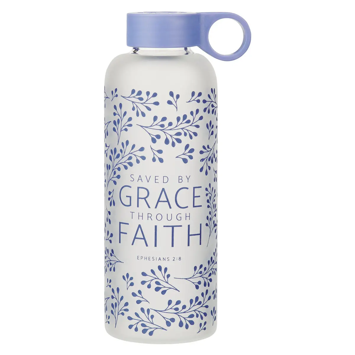 Saved By Grace Through Faith Frosted Glass Water Bottle 1