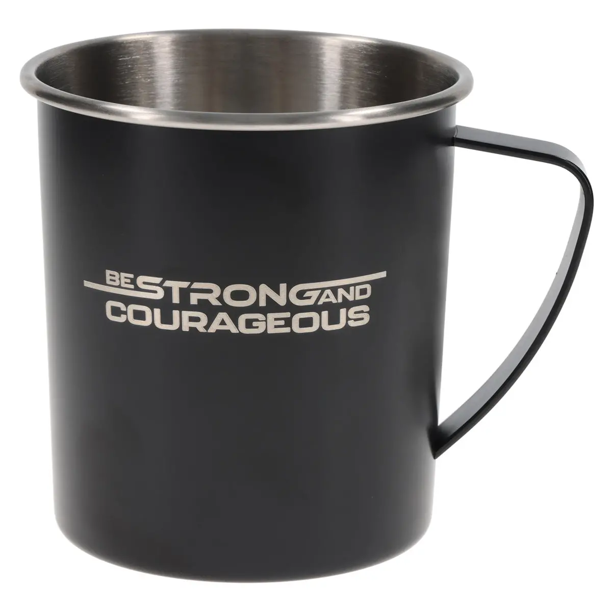 Be Strong And Courageous Black Stainless Steel Camp Style Mug 1