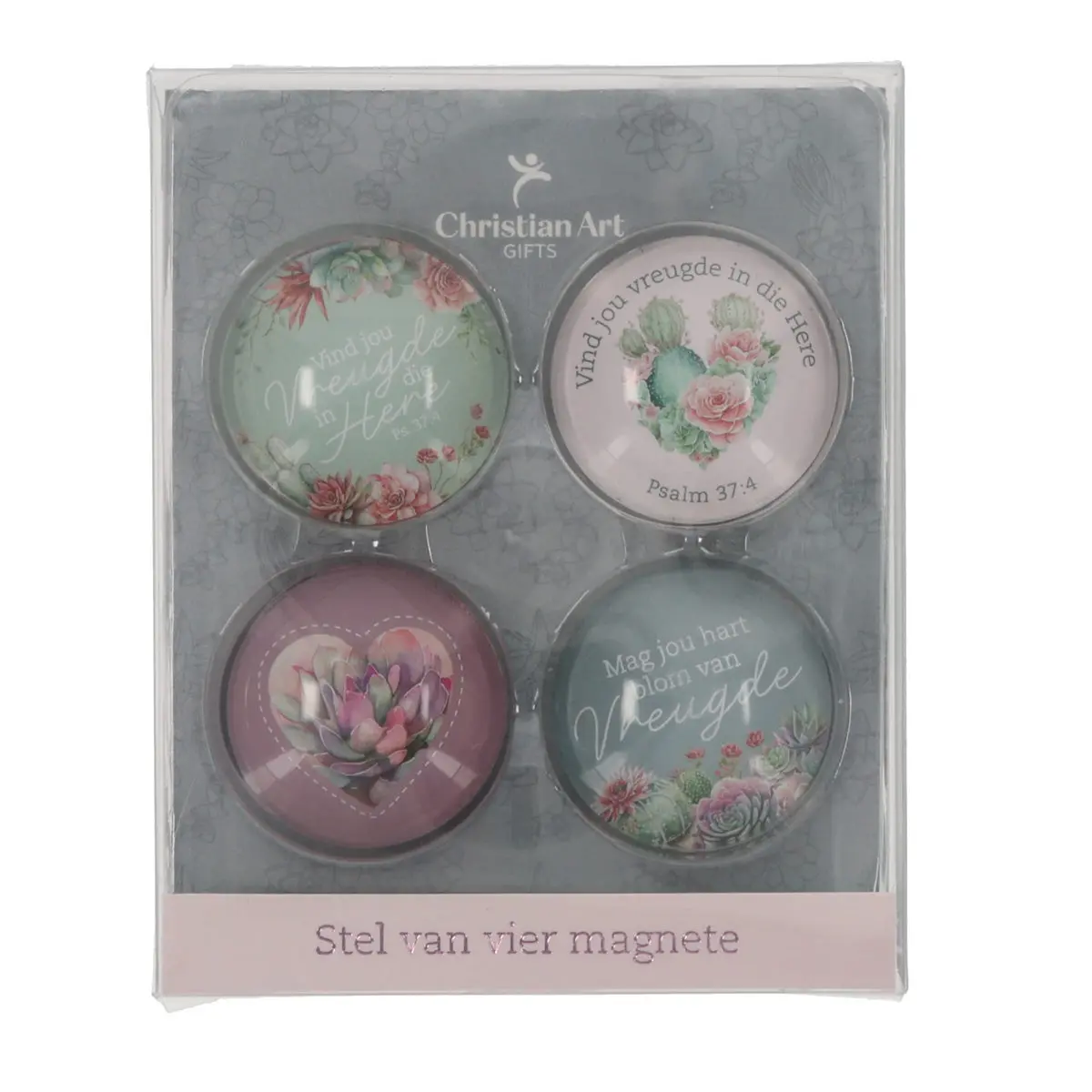 Vind Vreugde In Die Here Afrikaans Four-Piece Glass Magnetic Set 1