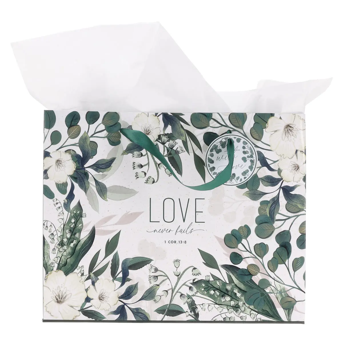 Love Never Fails Large Landscape Gift Bag With Gift Tag 1
